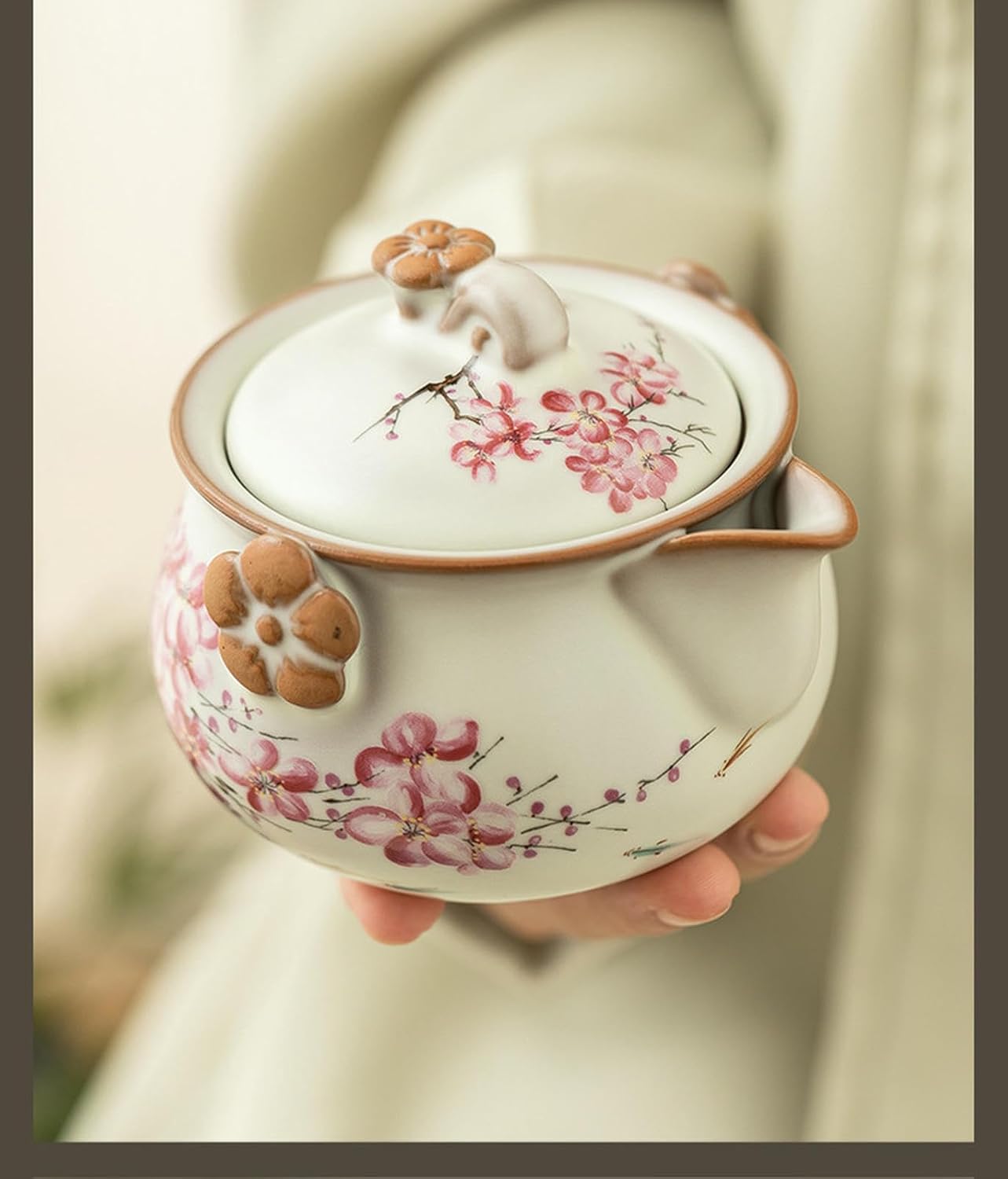 160Ml/5.5oz Ru Kiln Tea Brewing Household Plum Blossom Treasure Bottle, Chinese Women's Tea Set Hand Grab Pot - Plum Blossom Treasure Bottle [ Box Package]