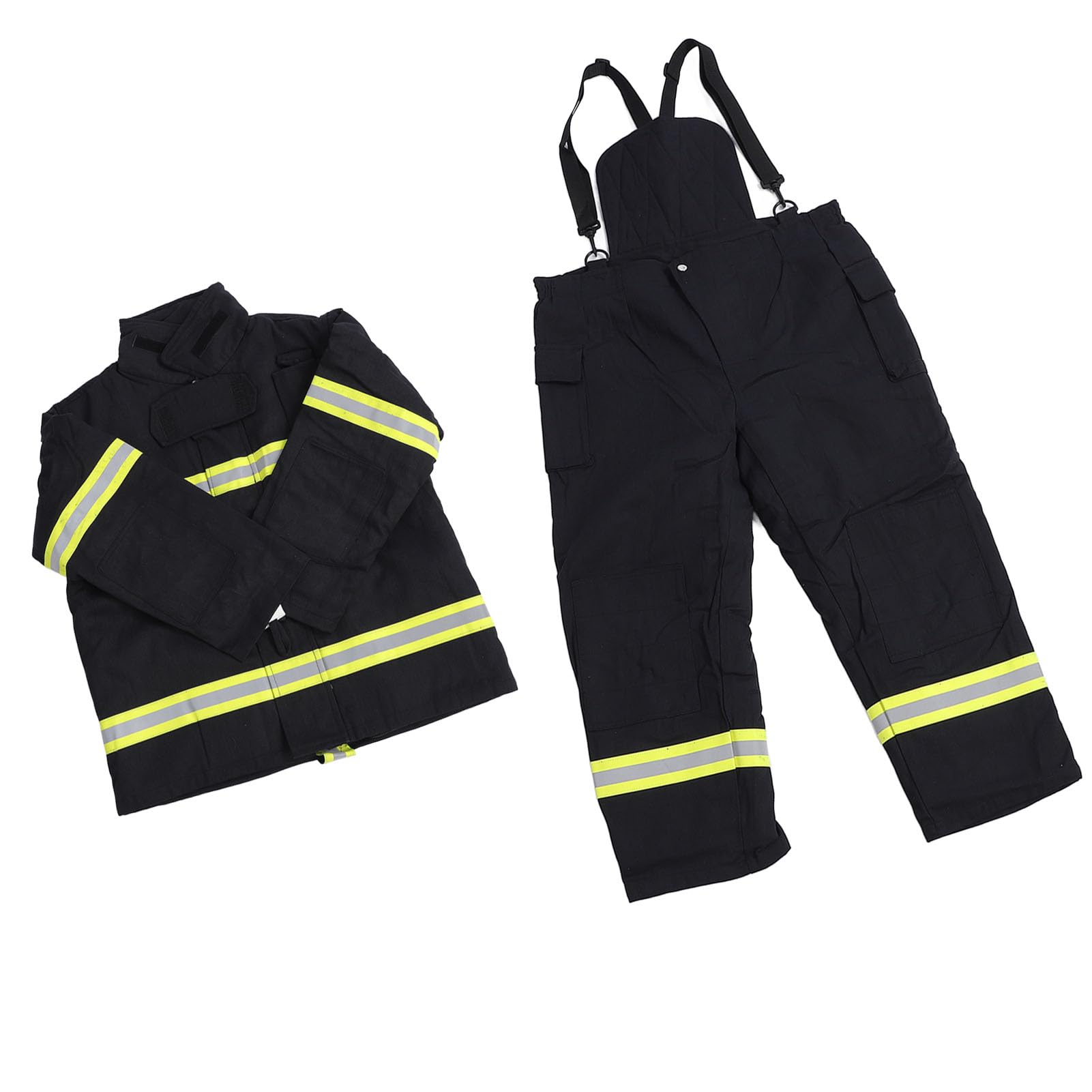 WOHPNLE Fire Resistant Safety Suit 4 Layer Heat Insulation Jacket and Pants with High Visibility Reflective Strip (L)