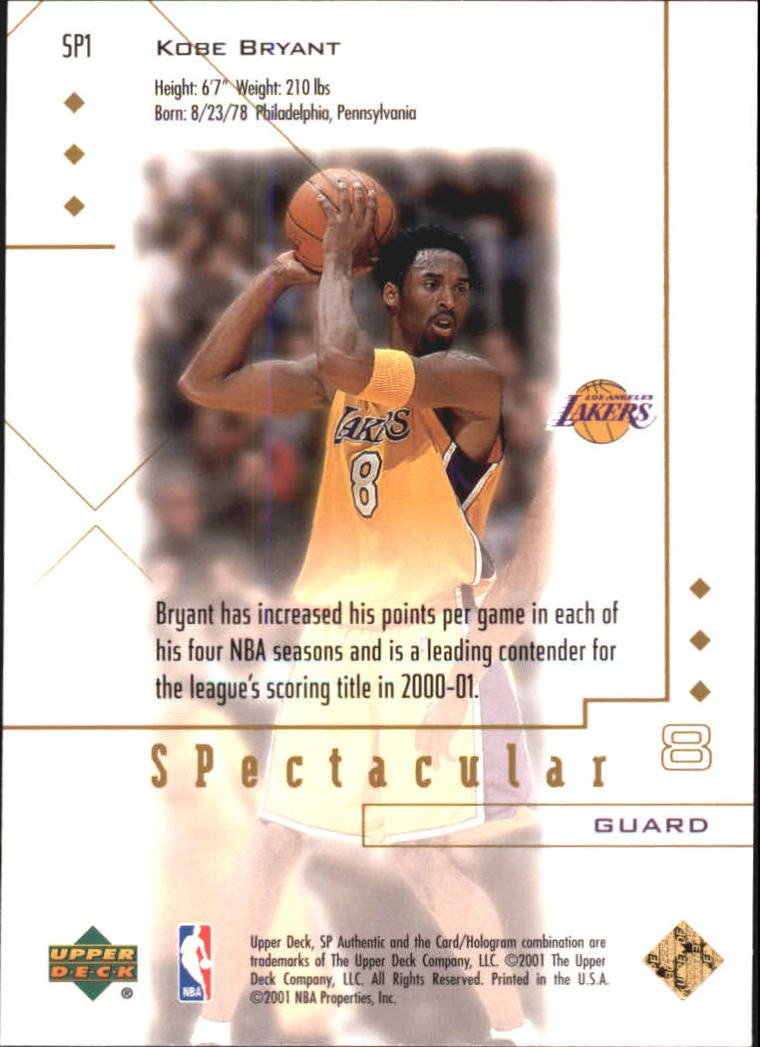 Amazon.com: 2000 SP Authentic Spectacular Basketball Card (2000-01