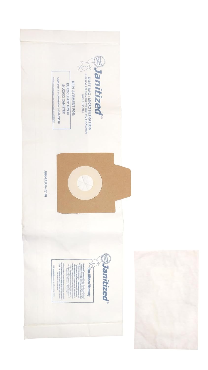 Janitized JAN-EC934-2(10) Premium Replacement Commercial Vacuum Paper Bag for Euroclean UZ934 & UZ932 Canister Vacuum Cleaners (10-10 Packs)