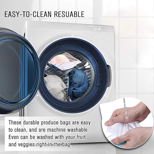 Miniatura 4 de Bolsas de almacenamiento de frutas y verduras ecológicas reutilizables para compras y almacenamiento de frutas y verduras, juego de 12, color blanco
