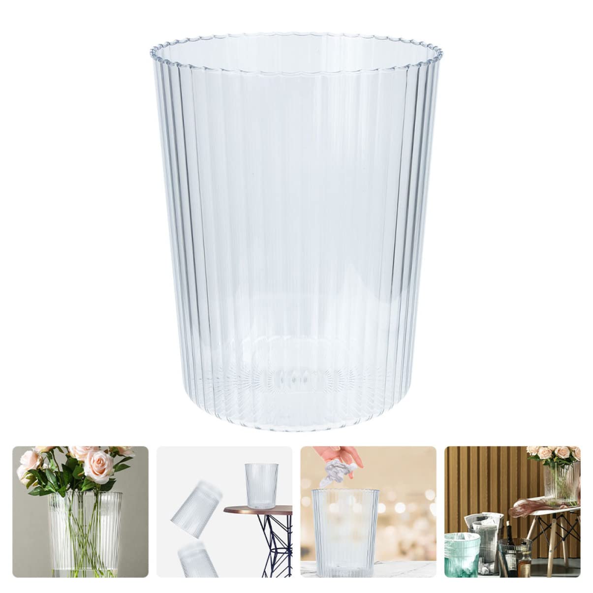 Stylish Round Waste Basket Household Trash Can No Lid Home Office Decor