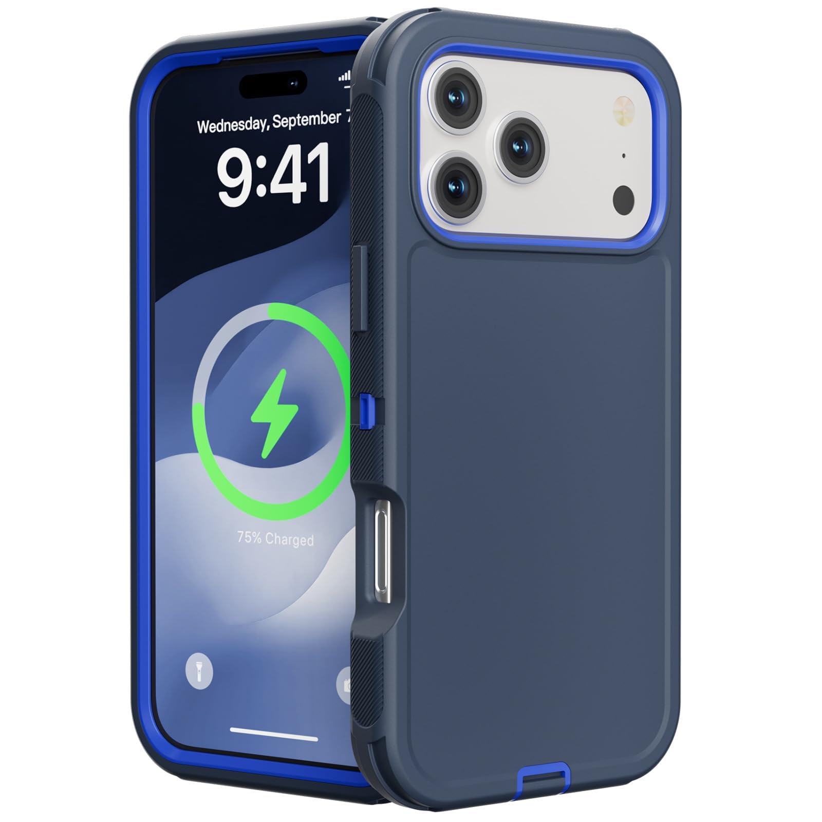 Funda Antigolpes para iPhone 17/17 Pro/17 Air/17 Pro MAX, Carcasa Protectora Rígida De PC Esmerilada Compatible con Carga Inalámbrica,17,Blue1