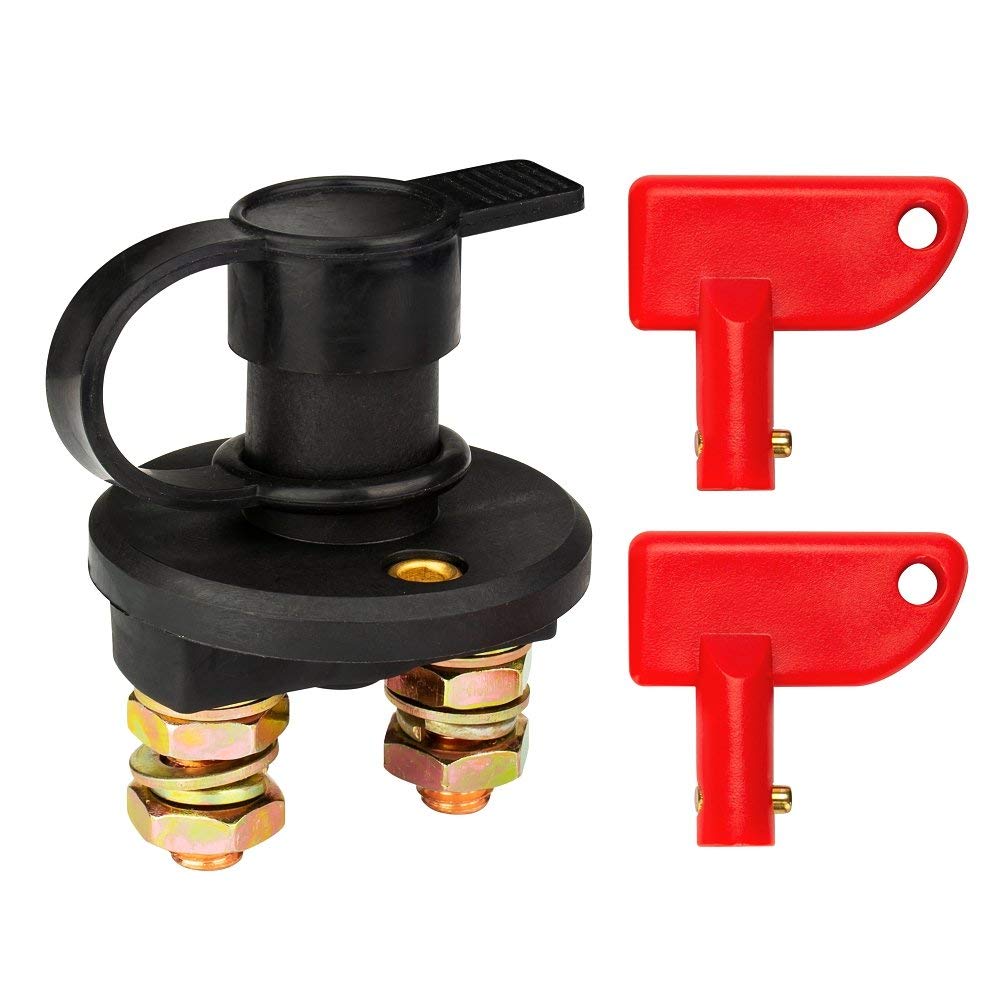 Car Battery Switch Disconnect 12v 200A Cut Off RV Battery Isolator Switch with 2 Keys for RV Ship Boat Small Yacht Camper Truck