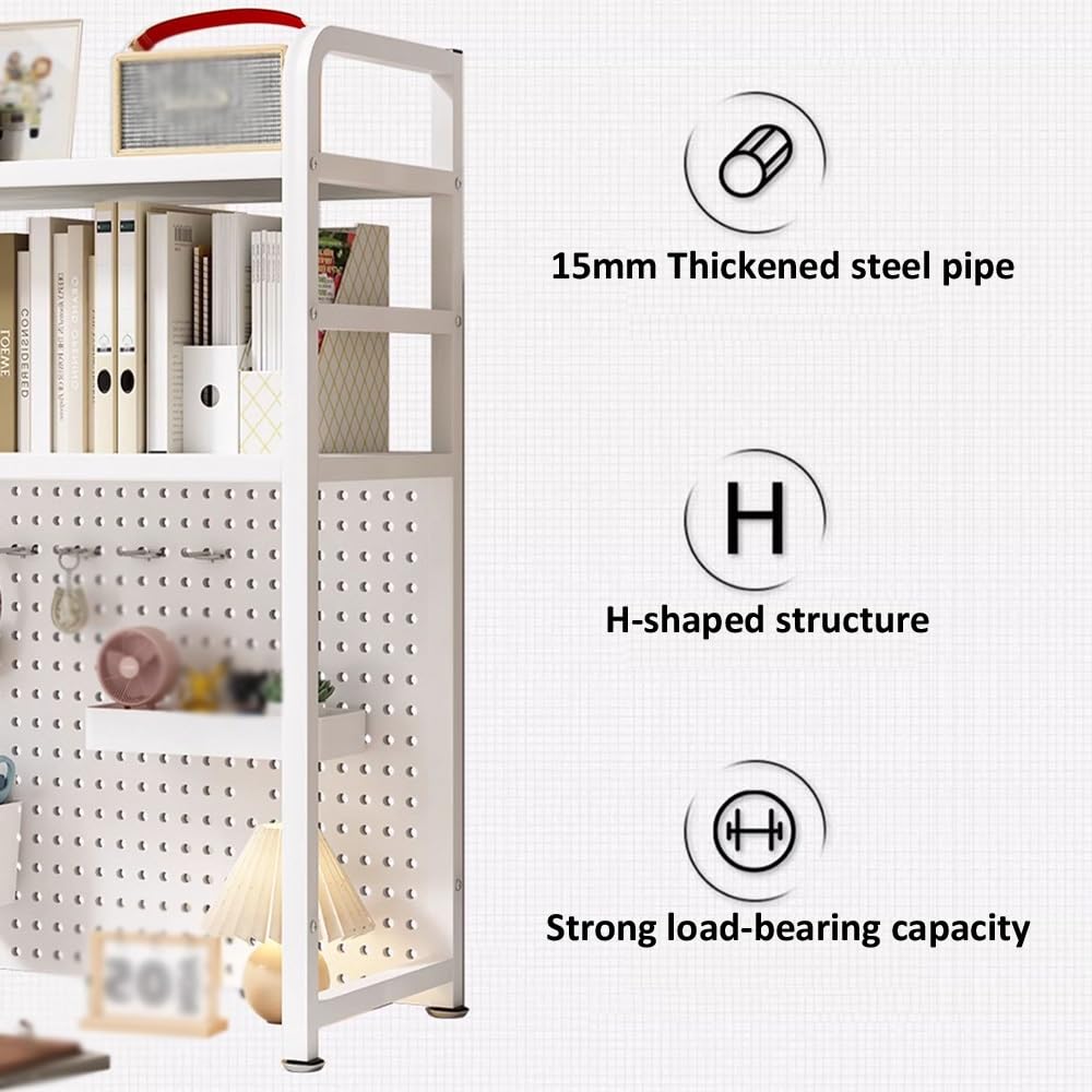 DIY Schreibtisch-Bücherregal, Metallstruktur, Aufbewahrungsregal, Computertisch, Bücherregal, schwarz, 55 x 20 x 98 cm, stilvolles Heimbüro, modernes Design für Bücher und Dekoration