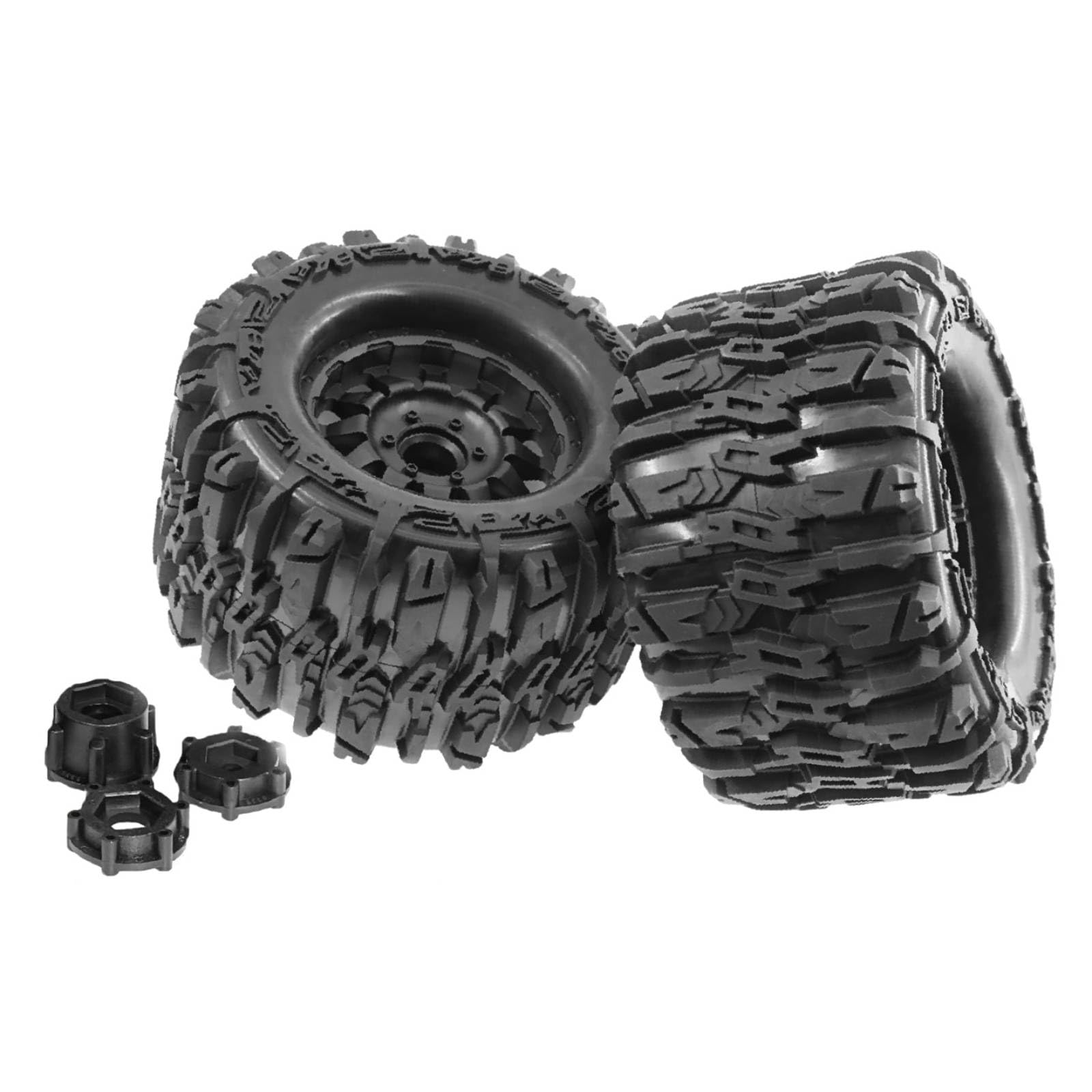 TISHITA 2 Piezas Neumáticos para Coche RC 1/8 Neumáticos Todoterreno Ruedas Monster Truck Llantas con Hexagonales Agarre Fuerte Tracción Profunda Adecuado para Suelta Aficionados al RC