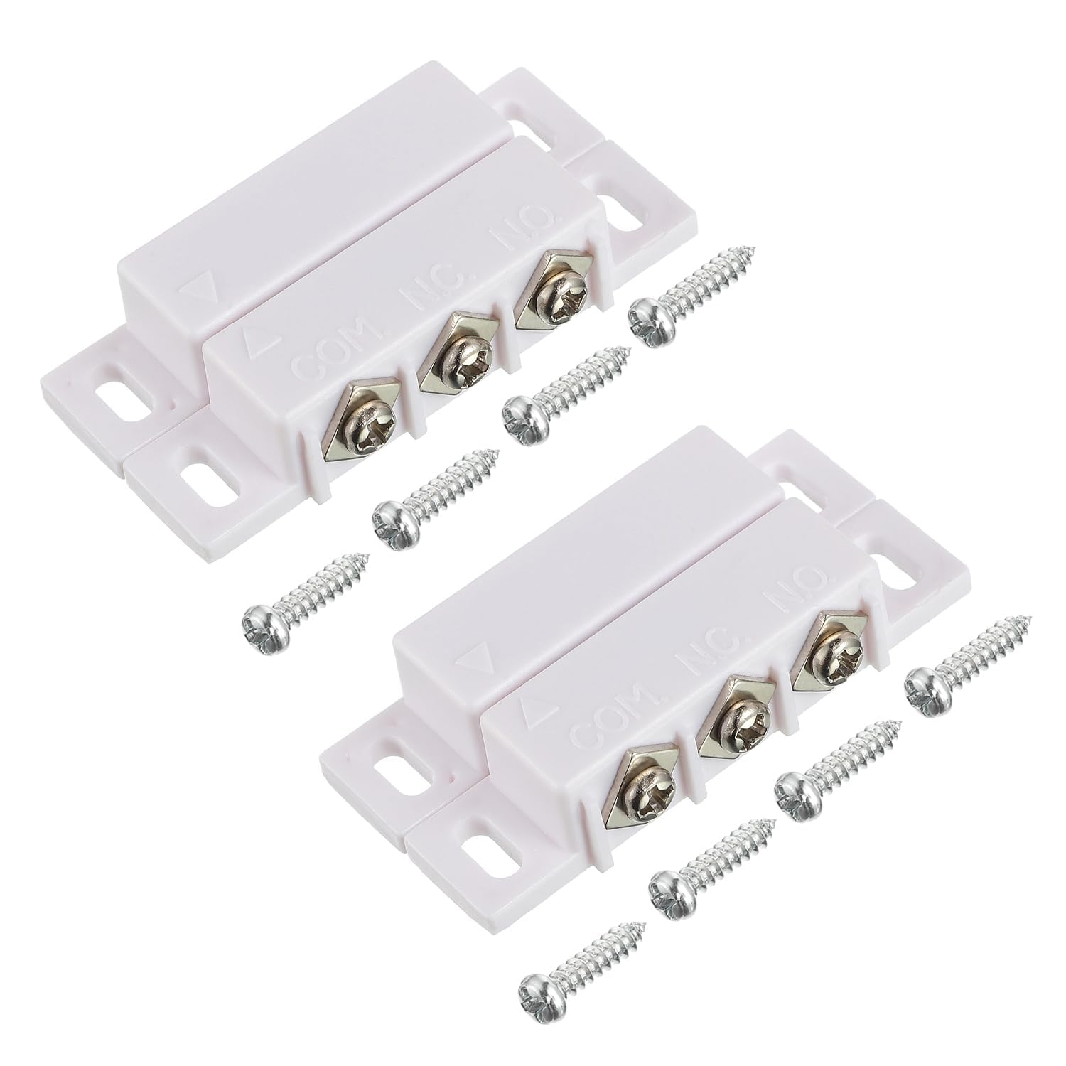 Excefore Magnetic Reed Switch, Normally Open and Normally Closed NC NO Magnetic Proximity Switch for Door Alarm, Window Safety, Agnetic Door Switch for DC 5V 12V 24V Light (White, 2 Pack)