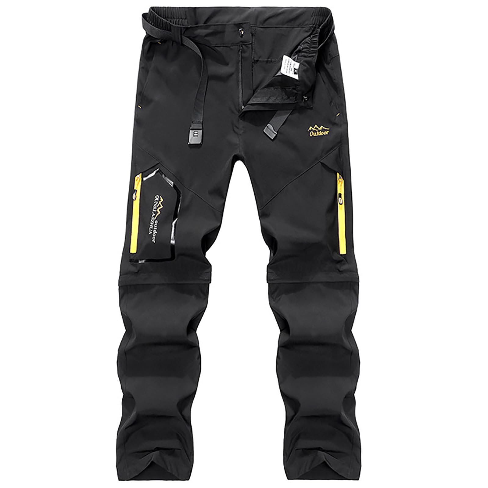 Hommes Zip Off Pantalon de Randonnée Convertible Séchage Rapide Amovible Pantalon Outdoor Camping Pantalon(Size:3XL,Color:Noir)