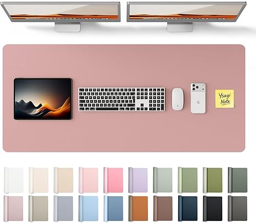 Miniatura 41 de YSAGi Protector de escritorio de piel, alfombrilla de oficina, alfombrilla grande para ratón, alfombrilla antideslizante de piel sintética, Azul