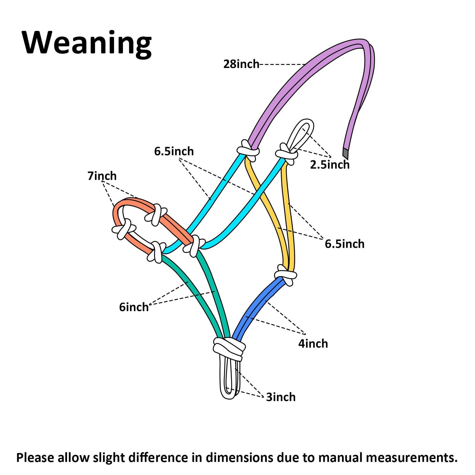 Harrison Howard Cabestro de entrenamiento de cuerda de caballo súper resistente con 4 nudos de 1/4 pulgadas rígido, tamaño de cordón halter, color turquesa