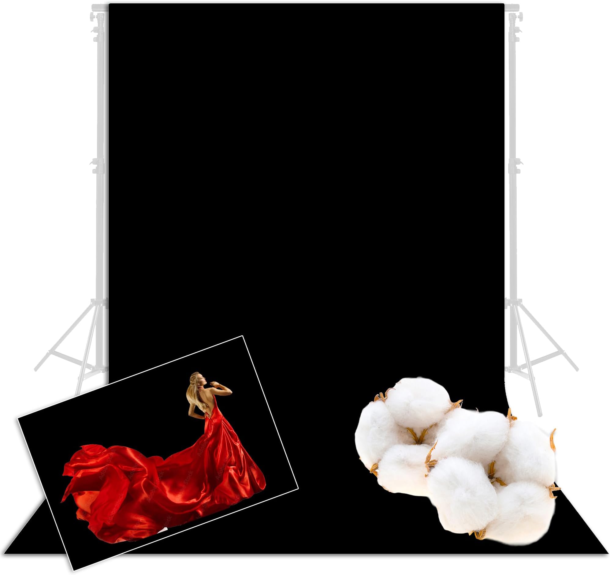 Prism Backdrop by Ravelli 6x10' Black Muslin Photo Video Background, 100% Cotton, 150GSM Weight, (5.7x9’ after pre-shrinkage)