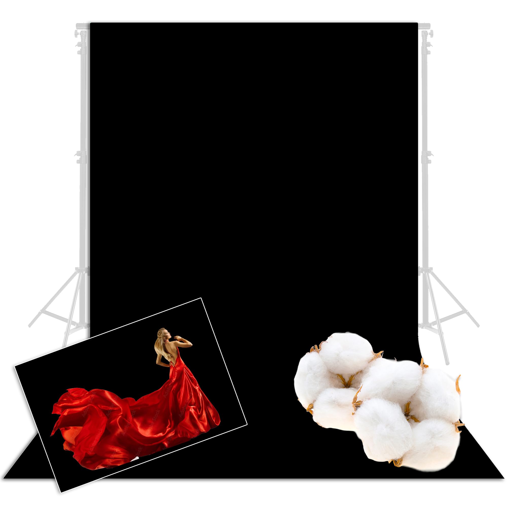 Prism Backdrop by Ravelli 6x10' Black Muslin Photo Video Background, 100% Cotton, 150GSM Weight, (5.7x9’ after pre-shrinkage)