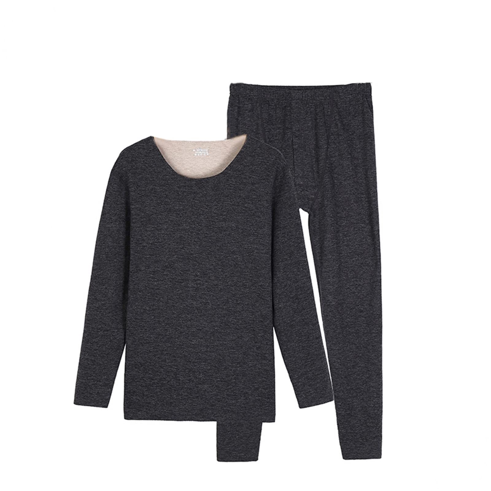 Hombre Ropa Interior Térmica Interior, Poliéster Conjuntos Térmicos Gris Oscuro, Camiseta y Pantalon Termica Manga Larga Múltiples Tamaños