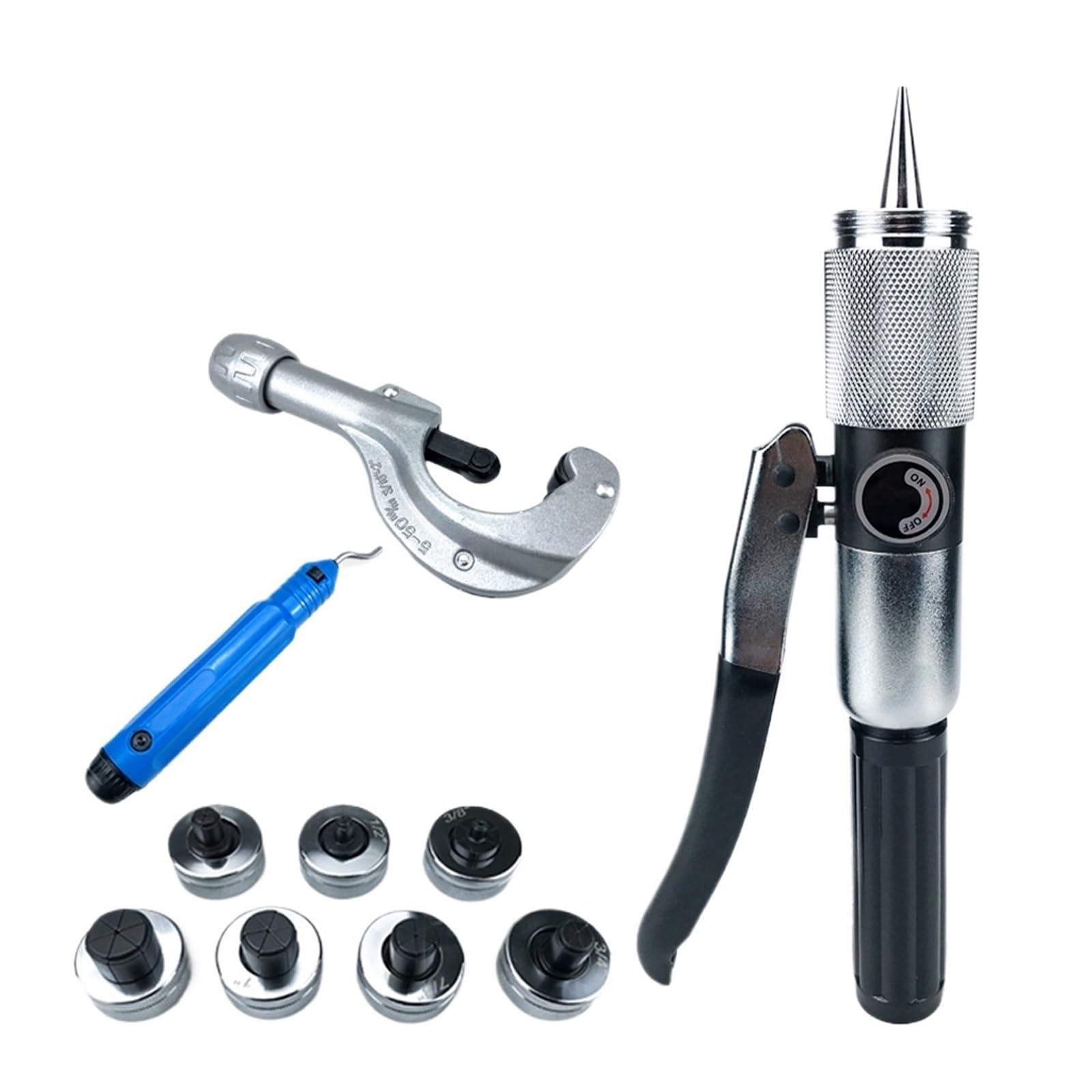 Zaciskarka hydrauliczna Zestaw Hydraulicznych Narzędzi Do Kształtowania Ręczny Roztłacz Rur Miedzianych Aluminiowych 7 Głowica 3/8 1-5/8 Cali 10-28 Mm za konserwację rurociągów(10-28mm)