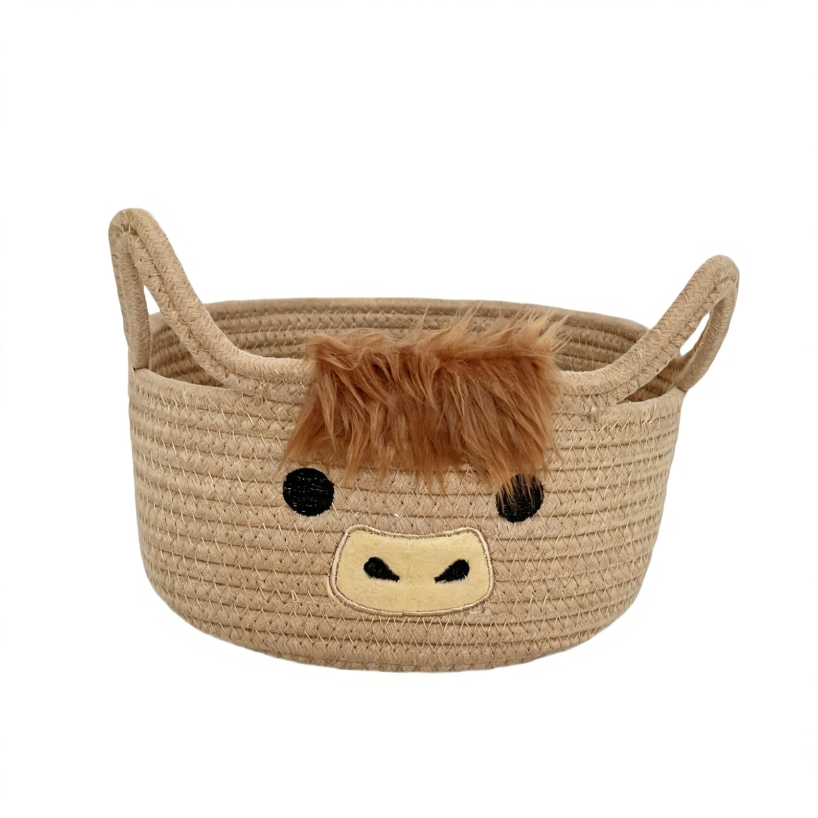 PUXZYAX Cute Cow Decor Pig Basket Baby Basket Soft Velvet Storage Charm Warm Playful Addition To Nurseries Bedrooms Gentle, Khaki