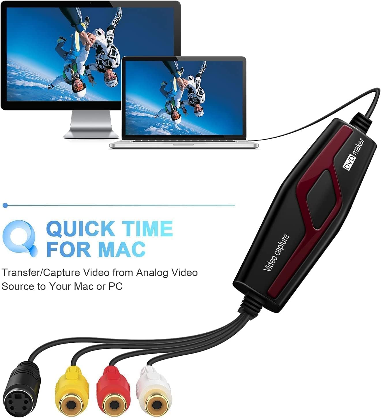 Scheda di acquisizione video Capture Card, HD 1080P Scheda di acquisizione USB 2.0, Video Grabber per RCA a USB-Convertire VHS VCR Hi8 Mini DV a digitale, per PC, TV, lettore a nastro, videocamera