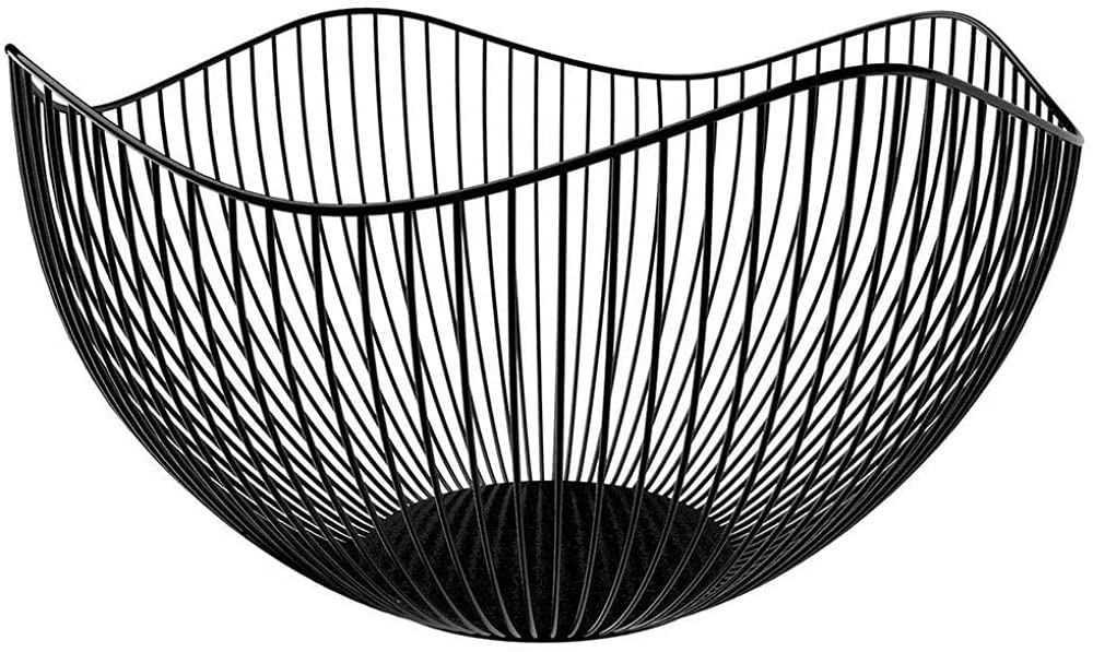 Myxjx One Color Fruit Bowl, Bowl Metal Wire Snack Storage Vegetable Rack Waveform For Kitchen Countertop