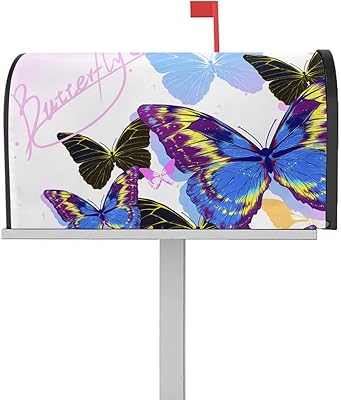 Magnetic Mailbox Cover Butterfly and Romantic Holiday Standard Size Removable Post Letter Box Cover Waterproof Garden Yard Outdoor Decoration