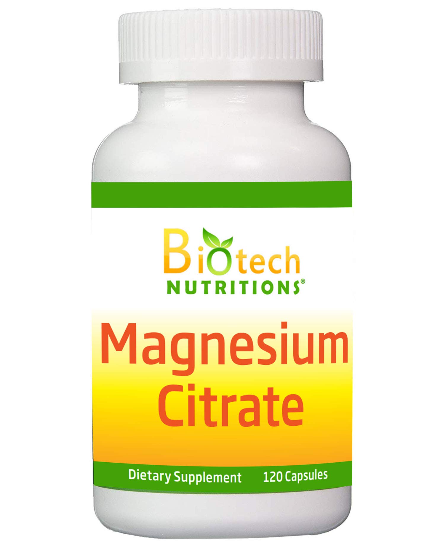 Magnesium Citrate 225 mg Magnesium 120 Vegetable Capsules Geltain Free Non-GMO, Vegan