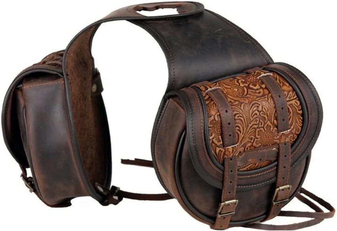 Western Leather Saddle Bag With Straps & Brass/SS Buckles For Horses/Horse Saddle bag/Saddle bag For Horse Saddle ME-WSB-047