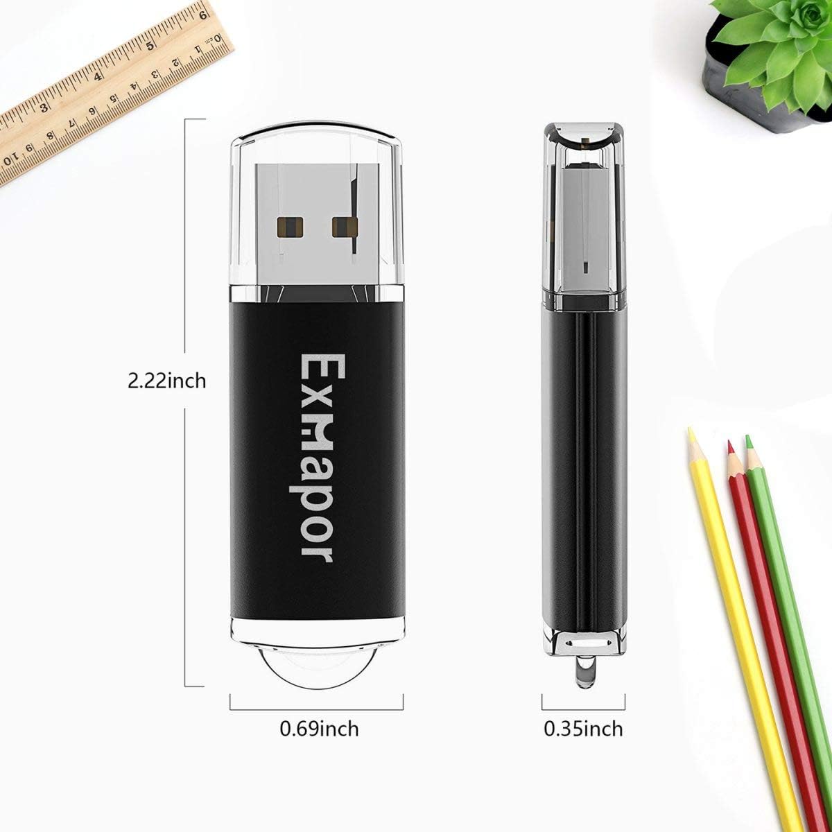 USB Flash Drive 32GB Exmapor Memory Stick Bulk Storage Thumb Drive with LED Indicator 5PCS
