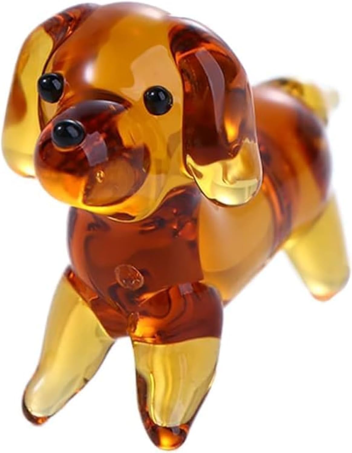 Opemg Yellow Handmade Mini Puppy Hand Blown Glass Ornaments Miniature Dog Figurine Desktop Decoration Crystal Cute Dog Figurines Collection Cut Glass Ornament Creative Decor Collectibles