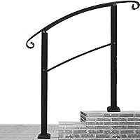 Vista 1 de Pasamanos para escalones al aire libre, barandilla ajustable para escaleras al aire libre para 1-3 escalones, pasamanos de hierro forjado con kit