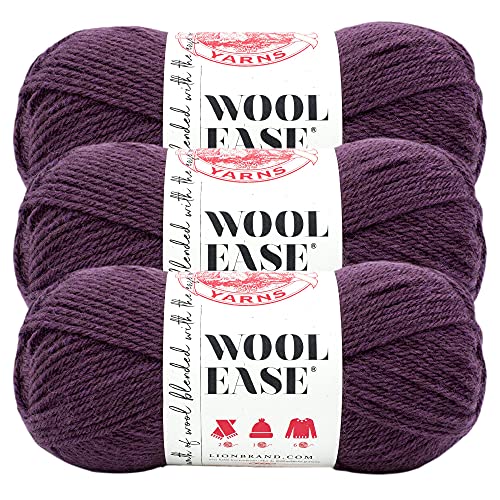 Image of Lion Brand Yarn Wool-Ease Yarn, Worsted-Weight Yarn for Knitting and Crocheting, 3 Pack, Raindrops