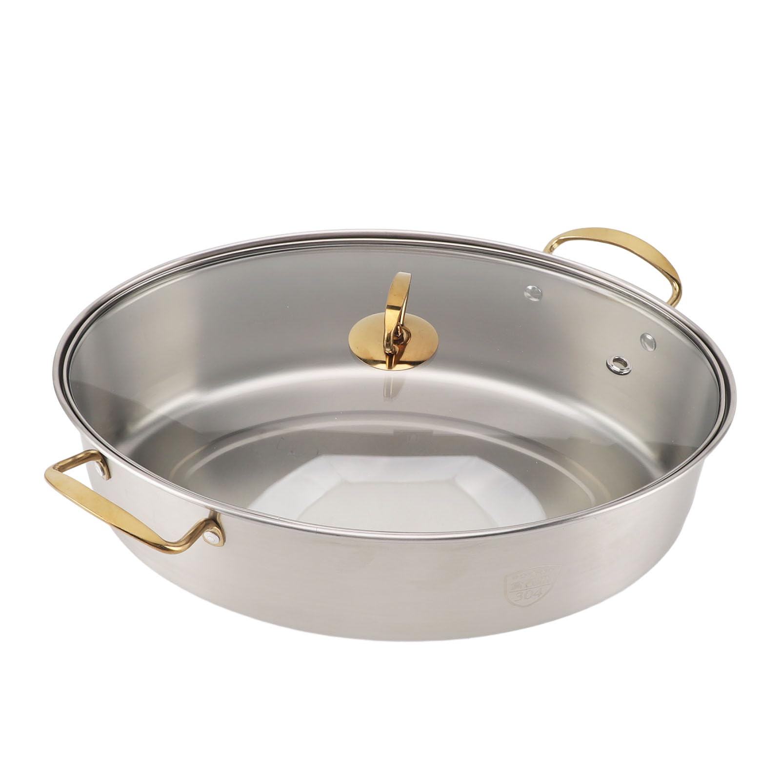 Emoshayoga Cuocitore per Pesce Ovale in Acciaio Inossidabile con Coperchio in Vetro e Griglia, Perfetto per Cuocere Al Vapore e Arrostire Frutti di Mare 38,7x11x17 Cm