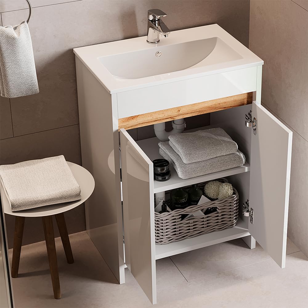 Vicco Meubles Bain Lemgo, Blanc Haute Brillance 59.6 cm