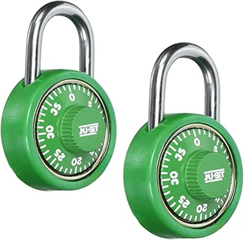 NU-SET Cerradura de casillero de esfera giratoria de 1-34 pulgadas, candado de combinación para casilleros de gimnasio y escuela, esfera verde,