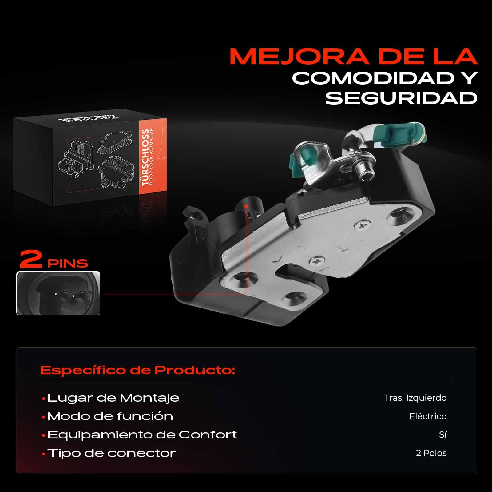 Frankberg Cerradura de puerta Servomotor Trasero Izquierda 2-Postes Compatible con Grand Cherokee I ZJ Todos los motores SUV 1993-1998 Sustituir# 931-678