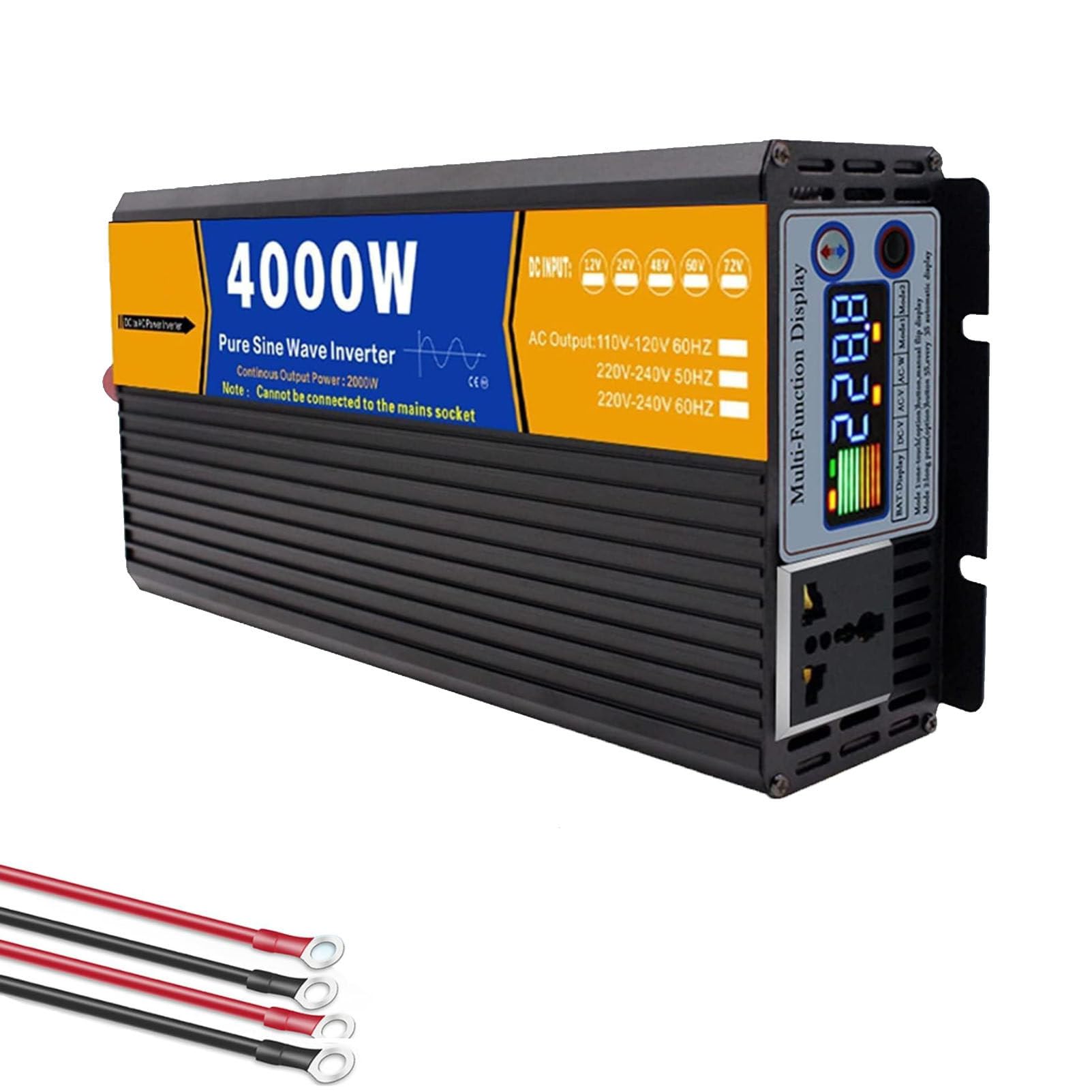 Falownik Mocy O Czystej Fali Sinusoidalnej 5000W DC Na AC, WejśCie 12V/24V/48V/60V/72V, WyjśCie 220V, Z Wentylatorem ChłOdząCym, Do SamochodóW CiężArowych 4000W-24V