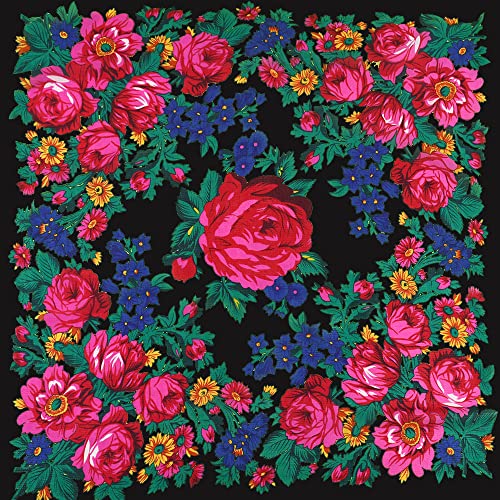 Spring And Autumn Bohemian Style Flowers Shawls Scarves, FJb110x110cm Russian And Ukrainian Style Square Shawls Scarves4