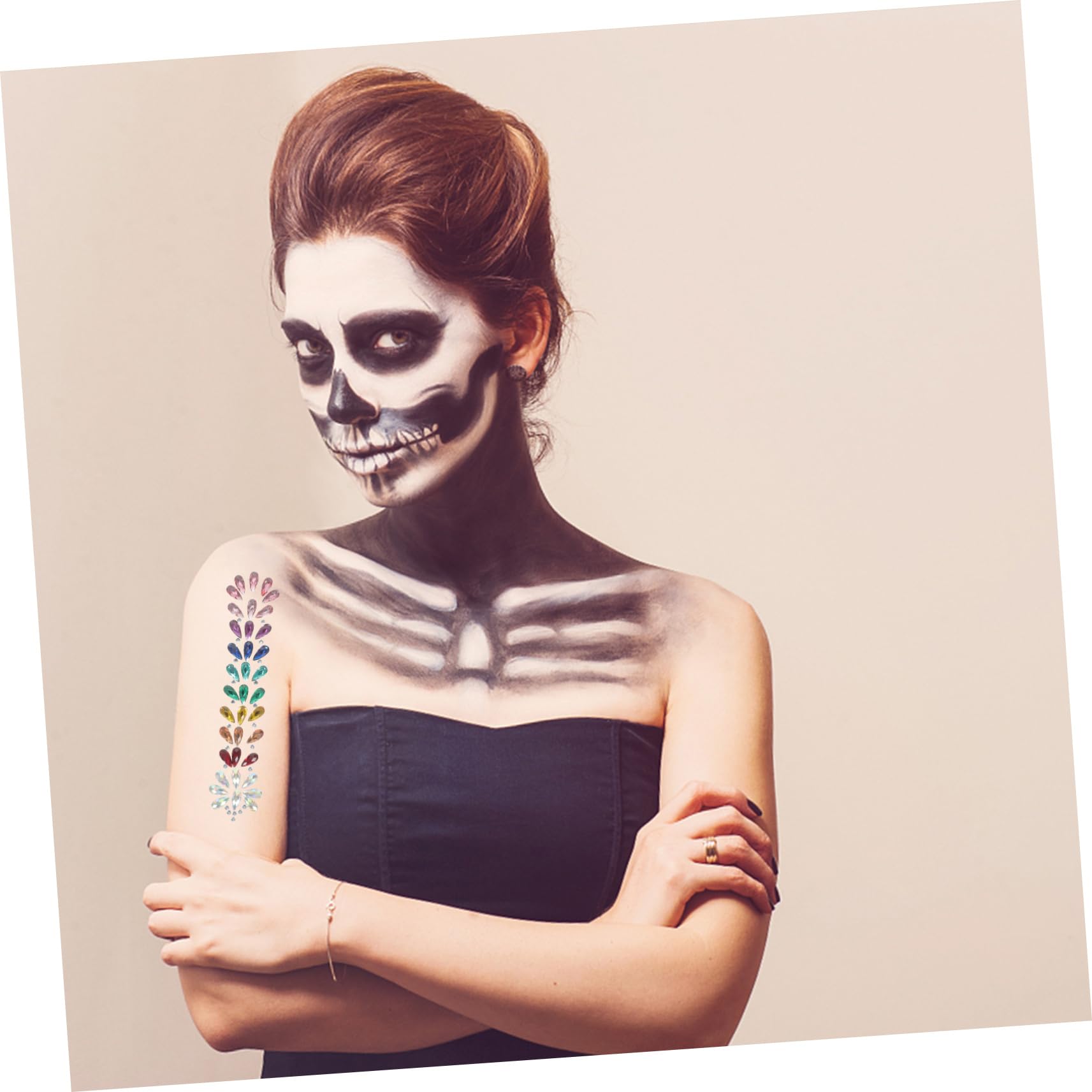 Angoily 10fogli Gemme Per e Strass Per Viso Glitterati Adesivi Per Halloween e Festival Di Musica Facile Applicazione e Rimozione Senza Residui