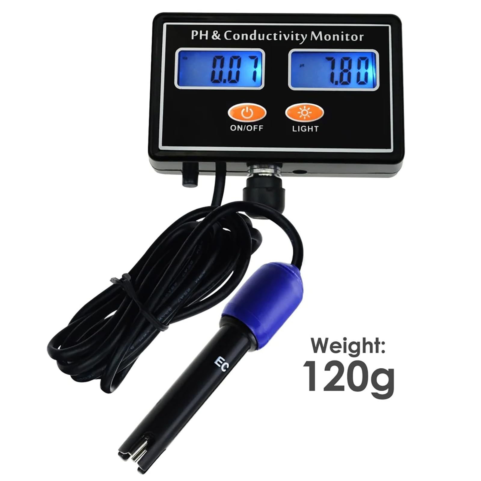 Genérico Analizador De Agua 2 En 1 con Electrodo Reemplazable | Compensación Automática De Temperatura, Pantalla Retroiluminada De Doble Pantalla, Adecuada Para Acuicultura E Hidroponía