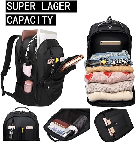 Miniatura 6 de Mochila de viaje para computadora portátil de 19 pulgadas, con puerto de carga USB, bolsa elegante