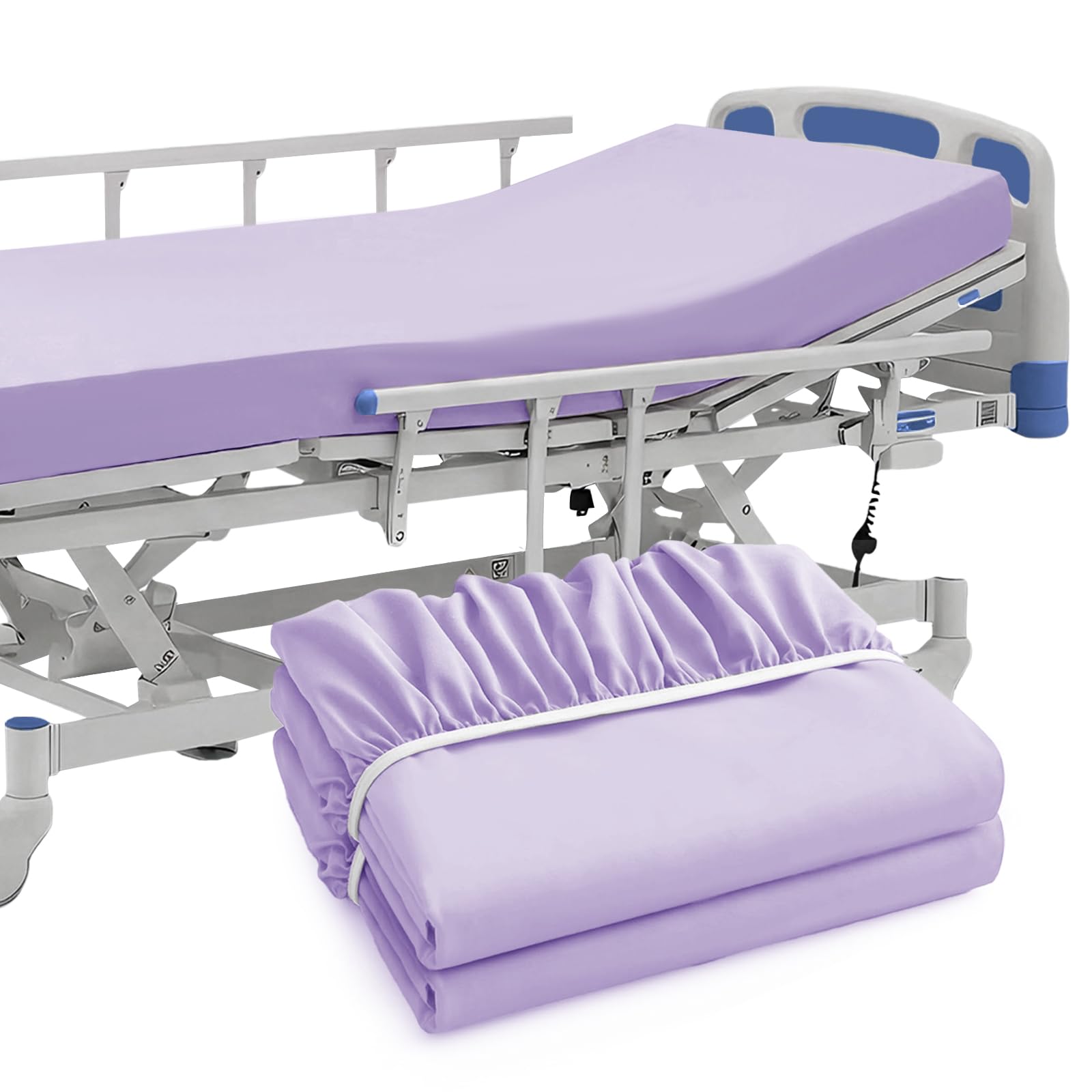 P Pothuiny 2 Pcs Hospital Bed Fitted Sheets Only, 36"x80"+12" Brushed Microfiber Soft Hospital Bed Sheets for Home & Hospital Care Beds with All-Around Elastic, Lavender