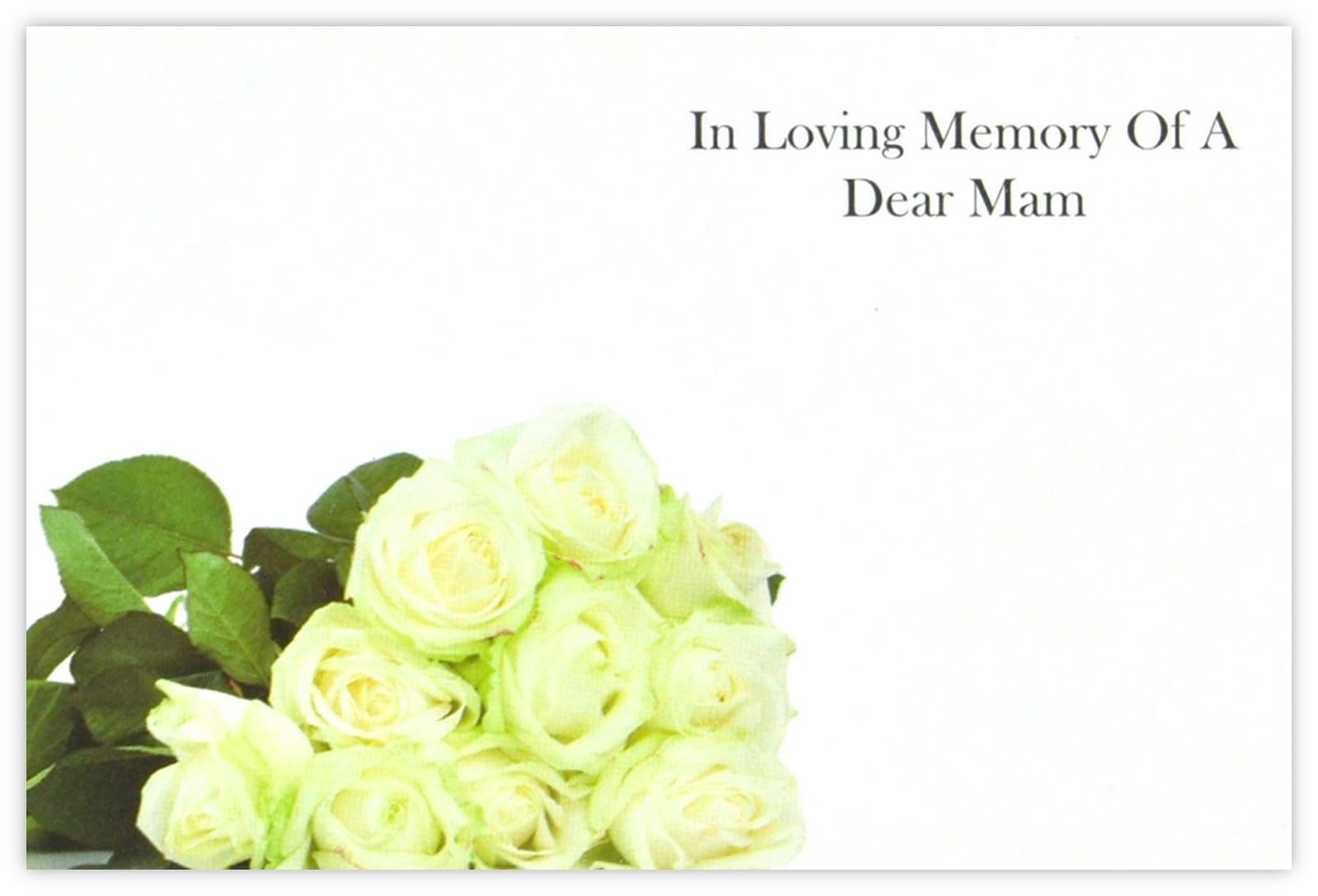 celloexpress In Loving Memory Mam (White Roses) Flower Message Cards - 60mm x 90mm - Bereavement Florist Card Sympathy Condolences Notes (Pack of 100)