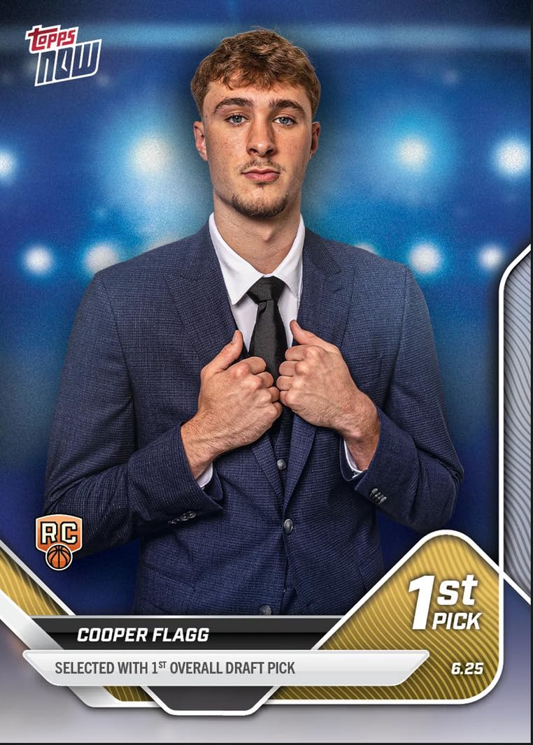 2025 Topps Now Cooper Flagg #D1 Draft Dallas Mavericks Rookie RC Basketball Card