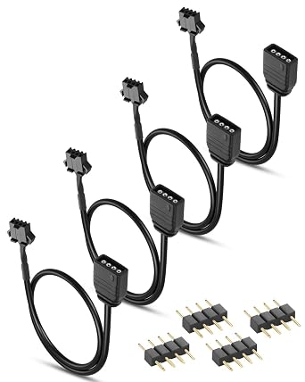 CERRXIAN 4Pack 12V 4 Pin RGB Extension Cable, 12V 4 Pin to SM 4Pin Female Connector Adapter Cable, 12V 4-Pin Addressable RGB Extension Cable for PC RGB Fans, LED Series - 11.8inches