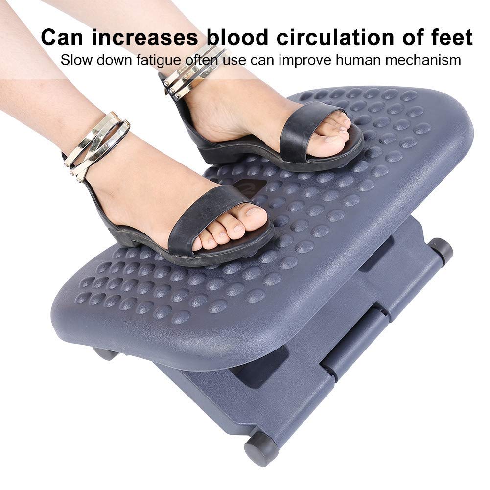 Poggiapiedi portatile ufficio, poggiapiedi regolabile per poggiapiedi sotto la scrivania Design ergonomico Altezza regolabile con funzione di massaggio Rilascio suola per uso domestico