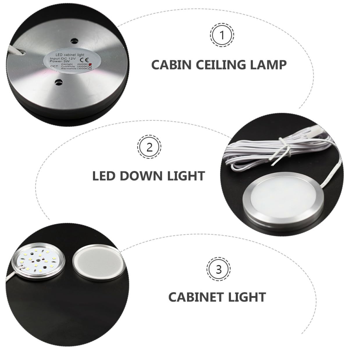 Faretti LED 12v Risparmio Energetico Set 4 Pezzi da Incasso Consumo Ridotto Materiale Acrilico e Lega di Alluminio, Luce Bianca per Camper e Balcone