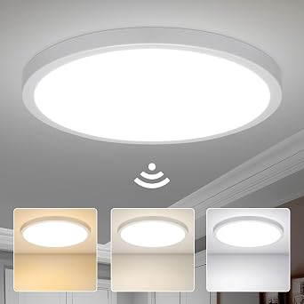 Yafido 30CM LED Indoor Ceiling Light with Motion Sensor, 24W Round Porch Lights, IP44 Waterproof, Hallway Roof Stairway, 3000K 4000K 6500K, 240V [Energy Class F]