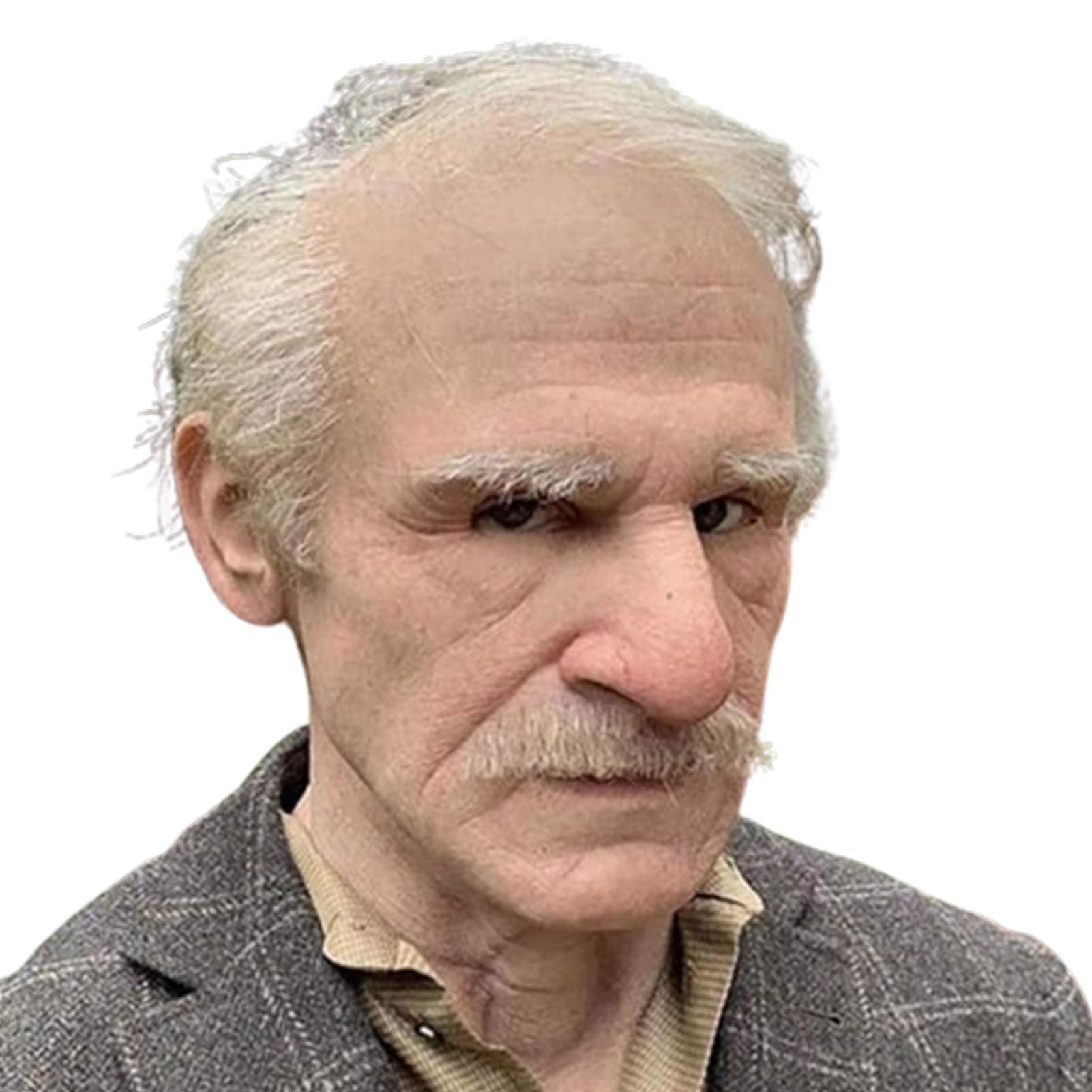 Old Man Masks, Full Head Latex Realistic Old Man Masks, Wrinklle Face Headgear with White Hair and Beard, Adults Costume Accessories for Masquerade, Stage Show, Theater Performance, Hallo-ween Cosplay