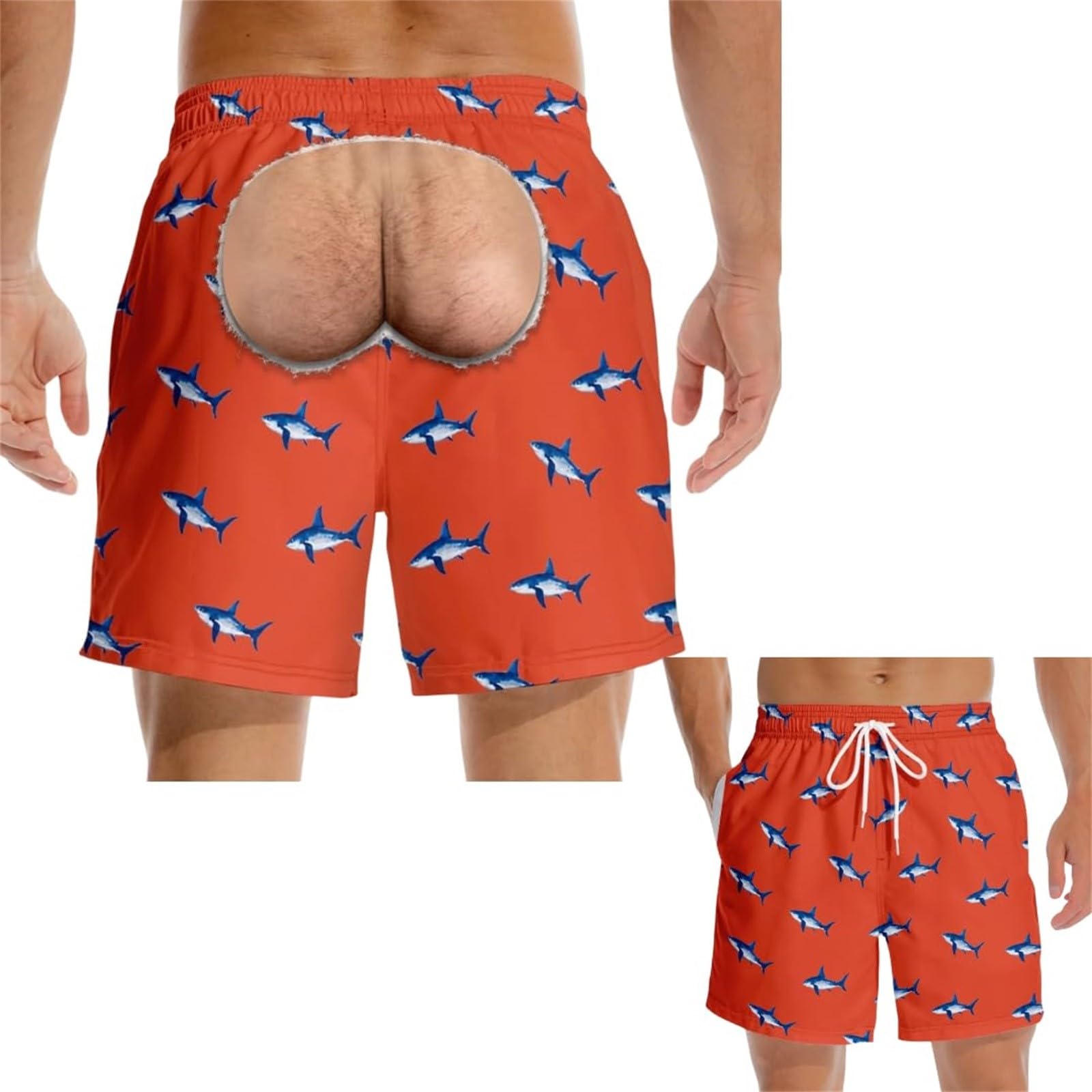 CHUNOTU Swimming Shorts Men 2026 Funny Flag Hairy Big Booty Swim Trunks