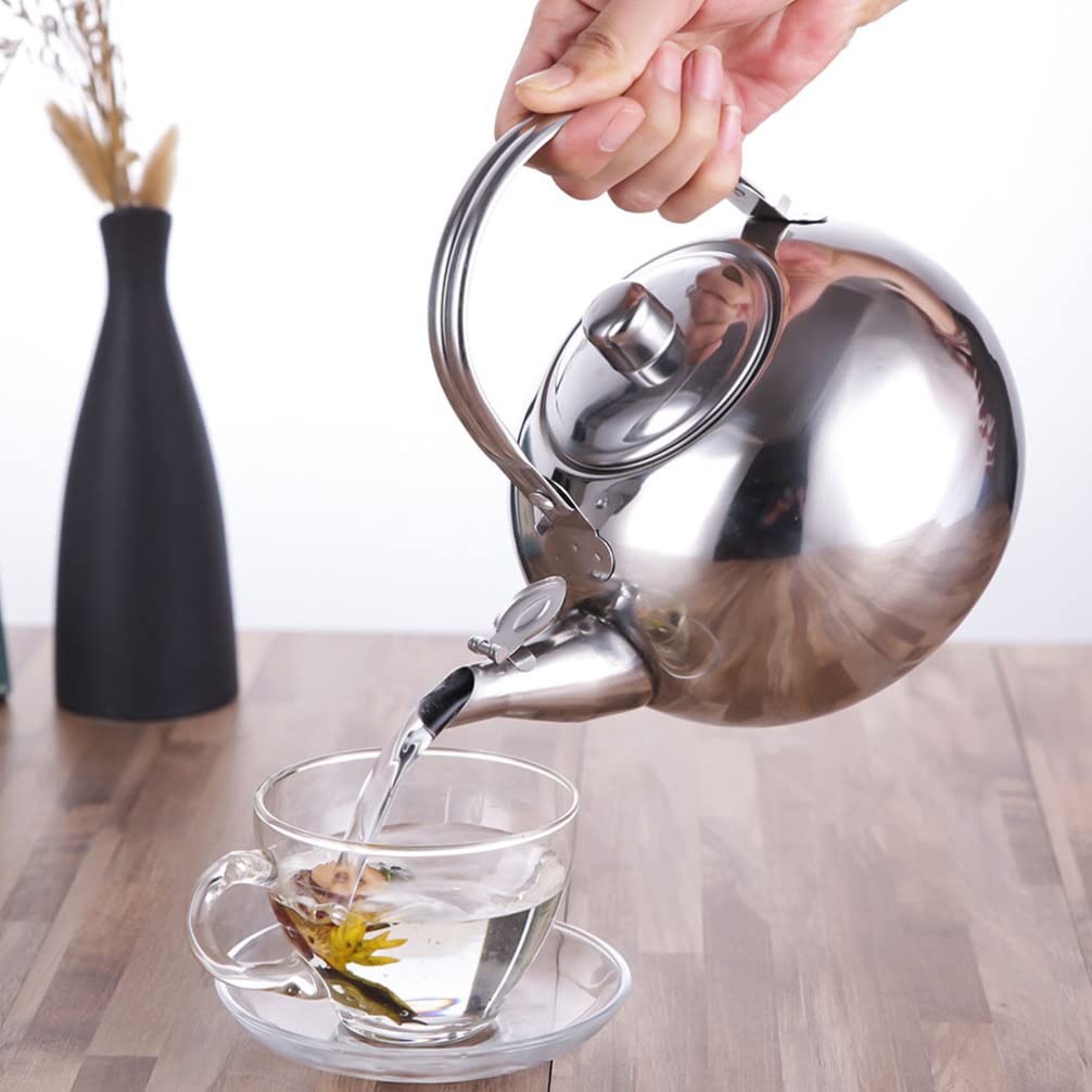 STOBAZA Stainless Steel Tea Pot with Infuser, Hot Water Pot Fast to Boil, Induction Stovetop Tea Kettle for Loose Leaf and Tea Bags - Ideal for Home, Hotel, and Restaurant Use - 16x12cm