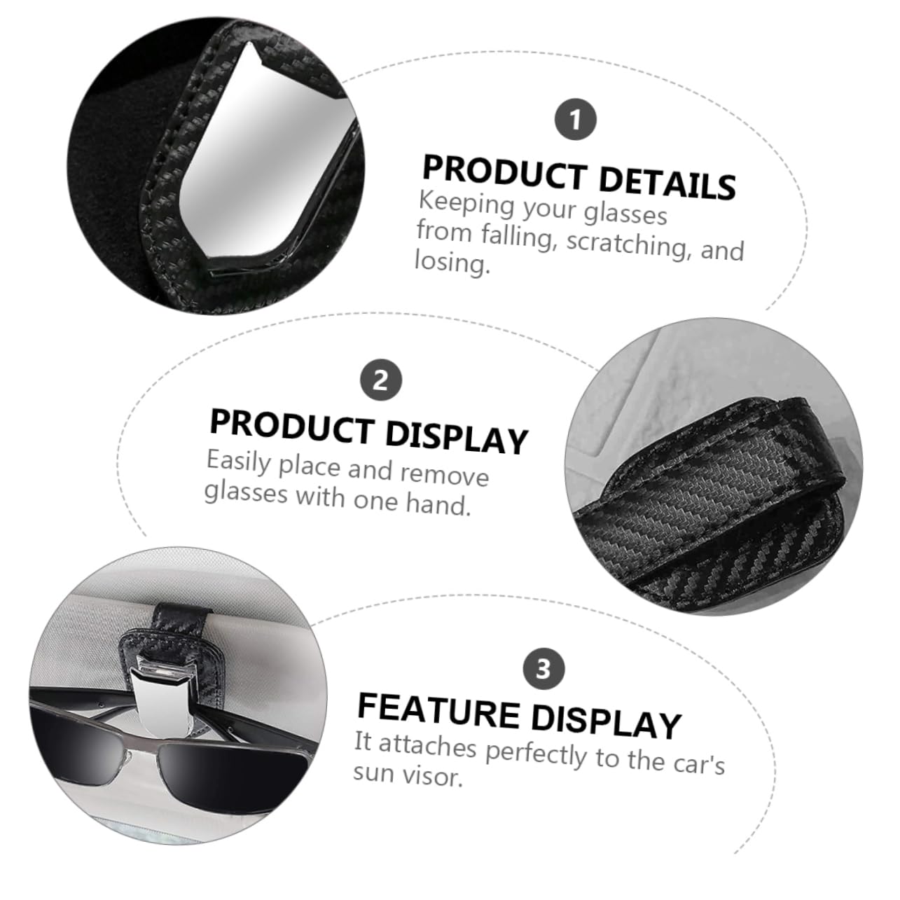 iplusmile 3stücke Auto Brillenhalter Clip Pu Stabiler Sonnenbrillenhalter Für Auto-Visier Installieren Für Sonnenbrillen Und Brillen Geeignet
