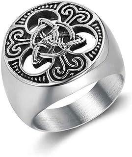 Celtic Ring, Vikings Celtic Knot Ring for Men, Norse Viking Celtic Knot Signet Ring Irish Celtic Jewelry, Celtic Triquetra Trinity Knot Ring Triple Celtic Knot Ring Punk Infinity Knot Eternity Ring for Boys