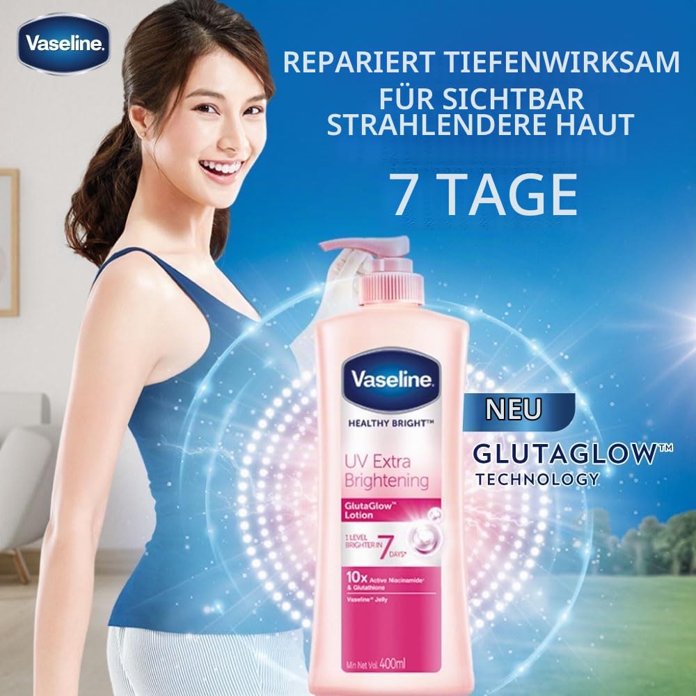 Vaseline Gesunde Hell UV Extra Aufhellende Gluta Glow Körperlotion, Größe 300 ml